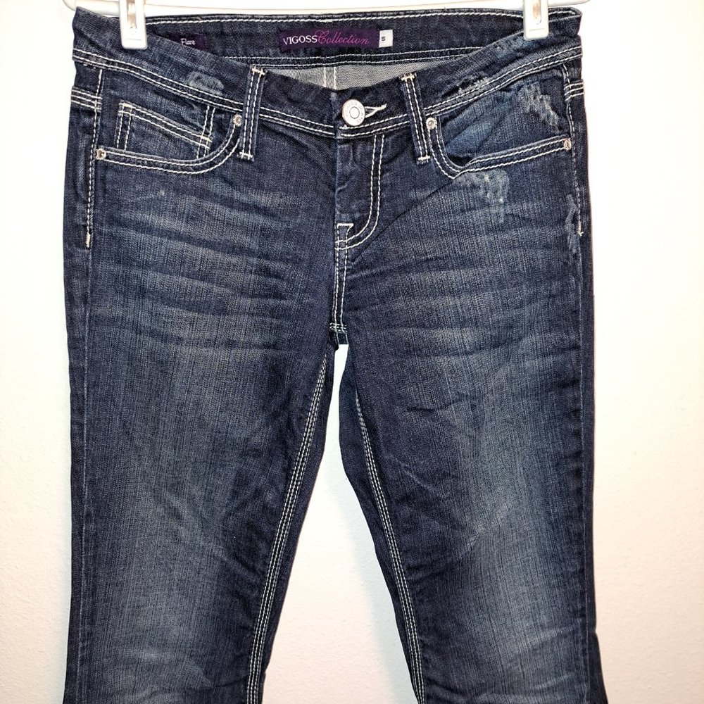 Vigoss Collection Embroidered Flare Leg Jeans size 5 - Picture 7 of 12